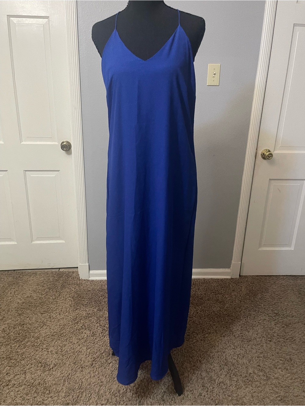 Royal blue maxi halter dress